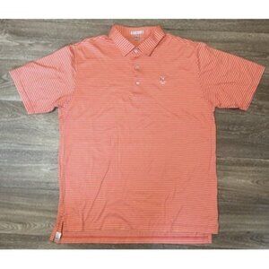 Peter Millar Golf Polo Shirt Mens XL Peach and Salmon Striped Performance